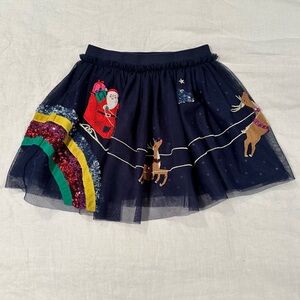 Mini Boden Girls Christmas Skirt Size 5-6 | Santa and his Reindeer appliqués🎅🦌
